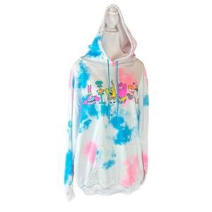 Spongebob Squarepants Tie Dye Hoodie Nickelodeon Size Medium Pink Blue White